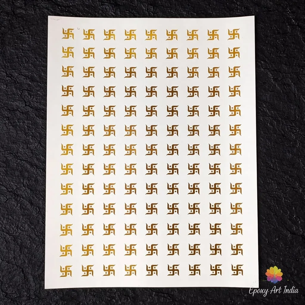 Swastik Embossed Gold Sticker – A4 Size Sheet for Resin Art Swastik Embossed Gold Sticker – A4 Size Sheet for Resin Art