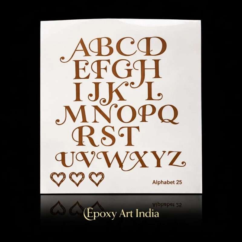 Capital Letter Gold Embossed Sticker Sheet for Resin Art