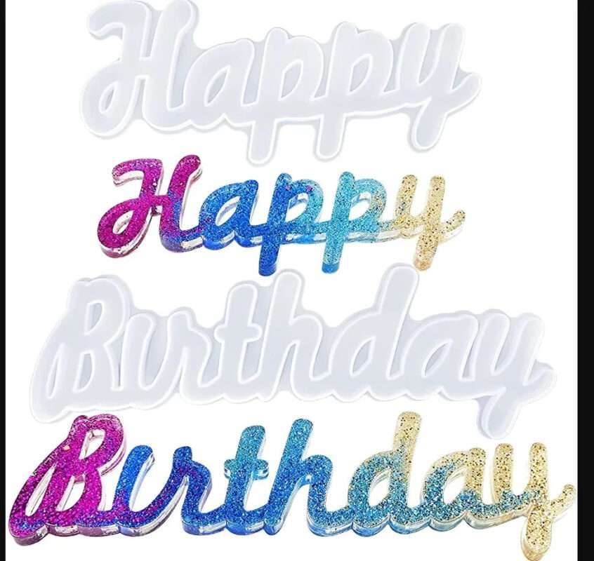 Happy Birthday Mold for Resin Art | Silicone Mould for DIY Epoxy