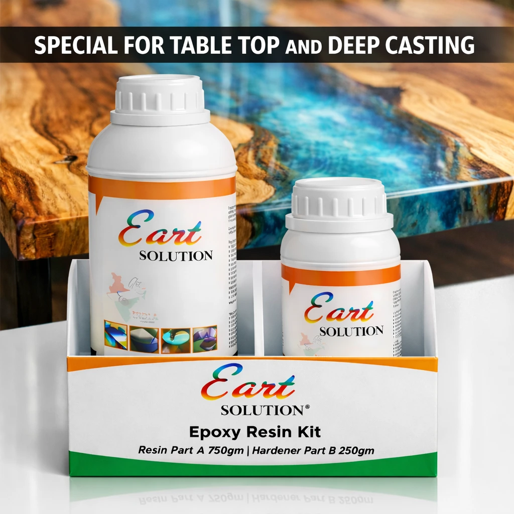 Epoxy Resin 1kg for Table Top (3:1 – 750gm Resin + 250gm Hardener) Epoxy Resin 1kg for Table Top (3:1 – 750gm Resin + 250gm Hardener)