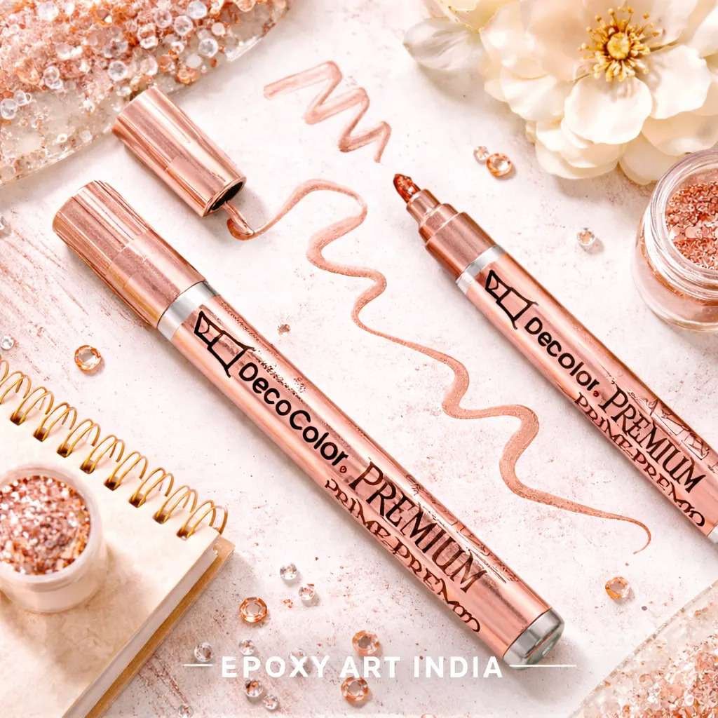 Rose Gold Deco Metallic Marker for Resin Art | Rose Gold Paint Pen for Coasters, Trays & Geode Art | Resin Art Supplies India Rose Gold Deco Metallic Marker for Resin Art | Rose Gold Paint Pen for Coasters, Trays & Geode Art | Resin Art Supplies India