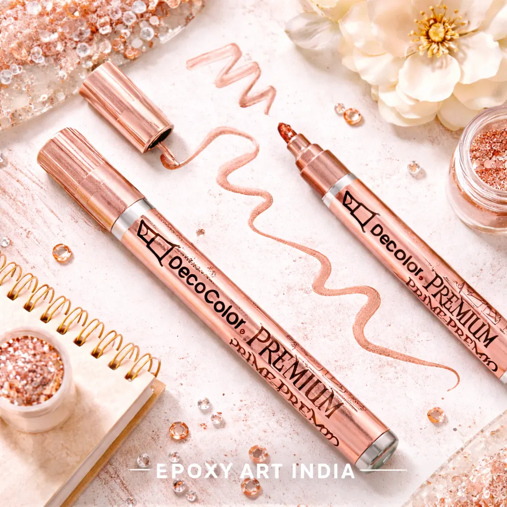 Rose Gold Deco Metallic Marker for Resin Art | Rose Gold Paint Pen for Coasters, Trays & Geode Art | Resin Art Supplies India Rose Gold Deco Metallic Marker for Resin Art | Rose Gold Paint Pen for Coasters, Trays & Geode Art | Resin Art Supplies India