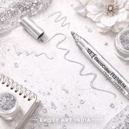 Silver Deco Metallic Marker for Resin Art | Silver Paint Pen for Coasters, Trays & Geode Art | Resin Art Supplies India
