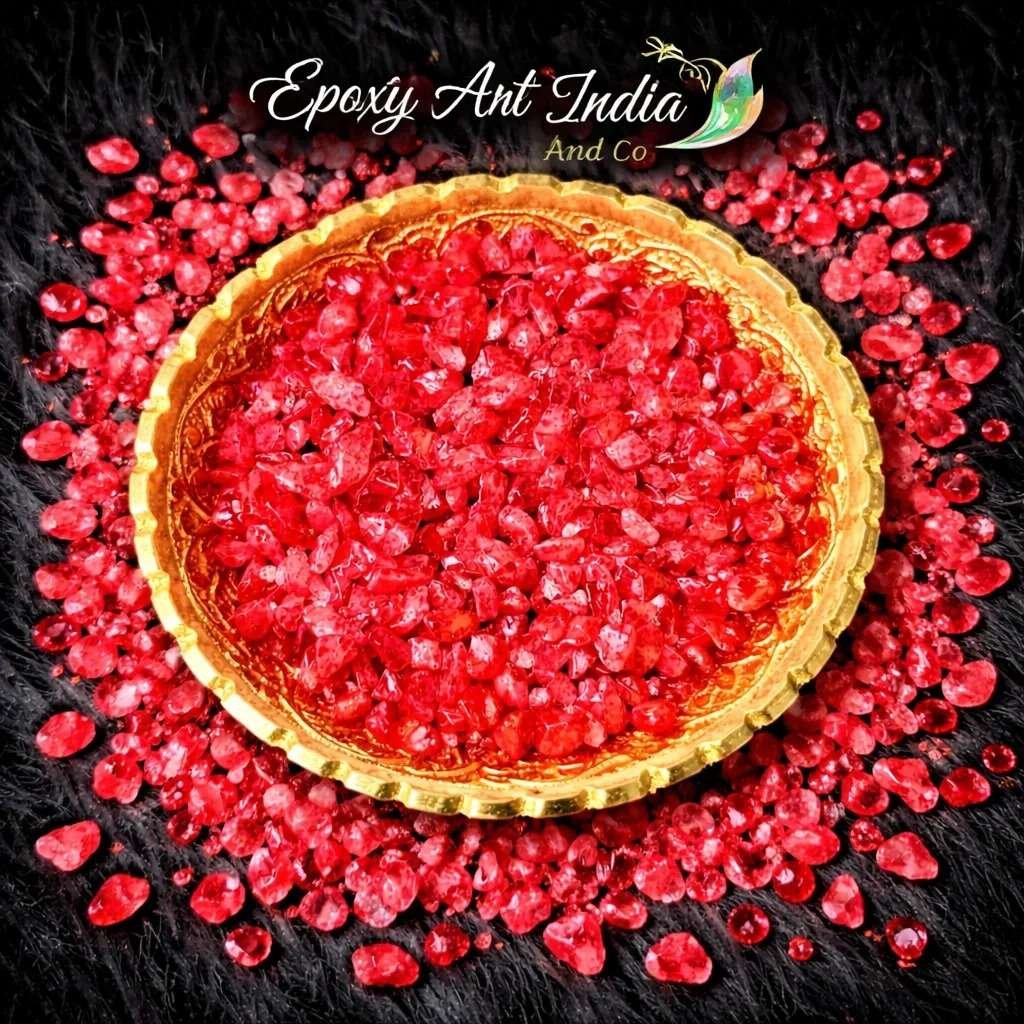 Red Dyed Quartz Stone Chips 100gm for Resin Art | Decorative Red Crystal Chips for Epoxy Resin Crafts Red Dyed Quartz Stone Chips 100gm for Resin Art | Decorative Red Crystal Chips for Epoxy Resin Crafts