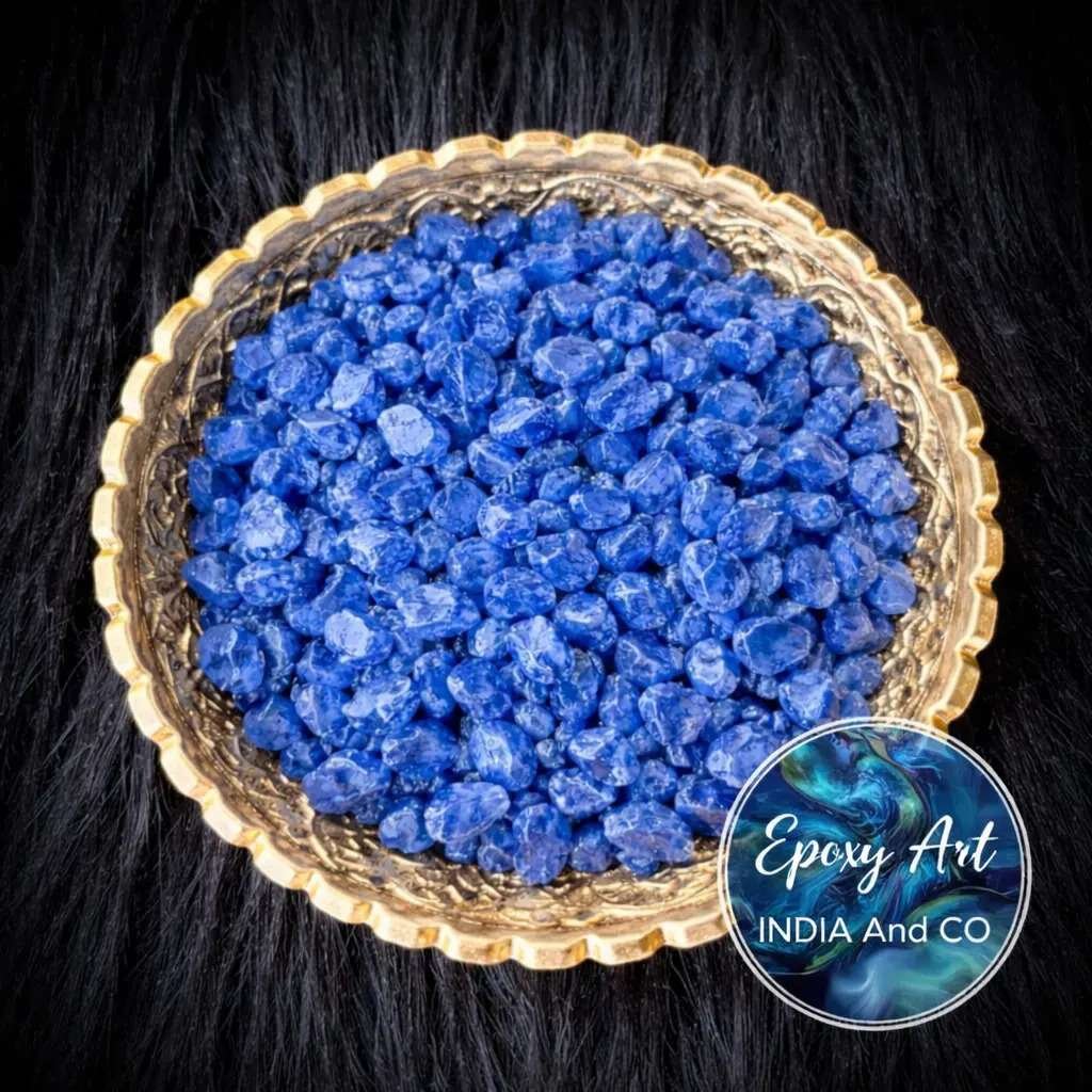 Dark Blue Dyed Quartz Stone Chips 100gm for Resin Art | Decorative Blue Crystal Chips for Epoxy Resin Crafts Dark Blue Dyed Quartz Stone Chips 100gm for Resin Art | Decorative Blue Crystal Chips for Epoxy Resin Crafts