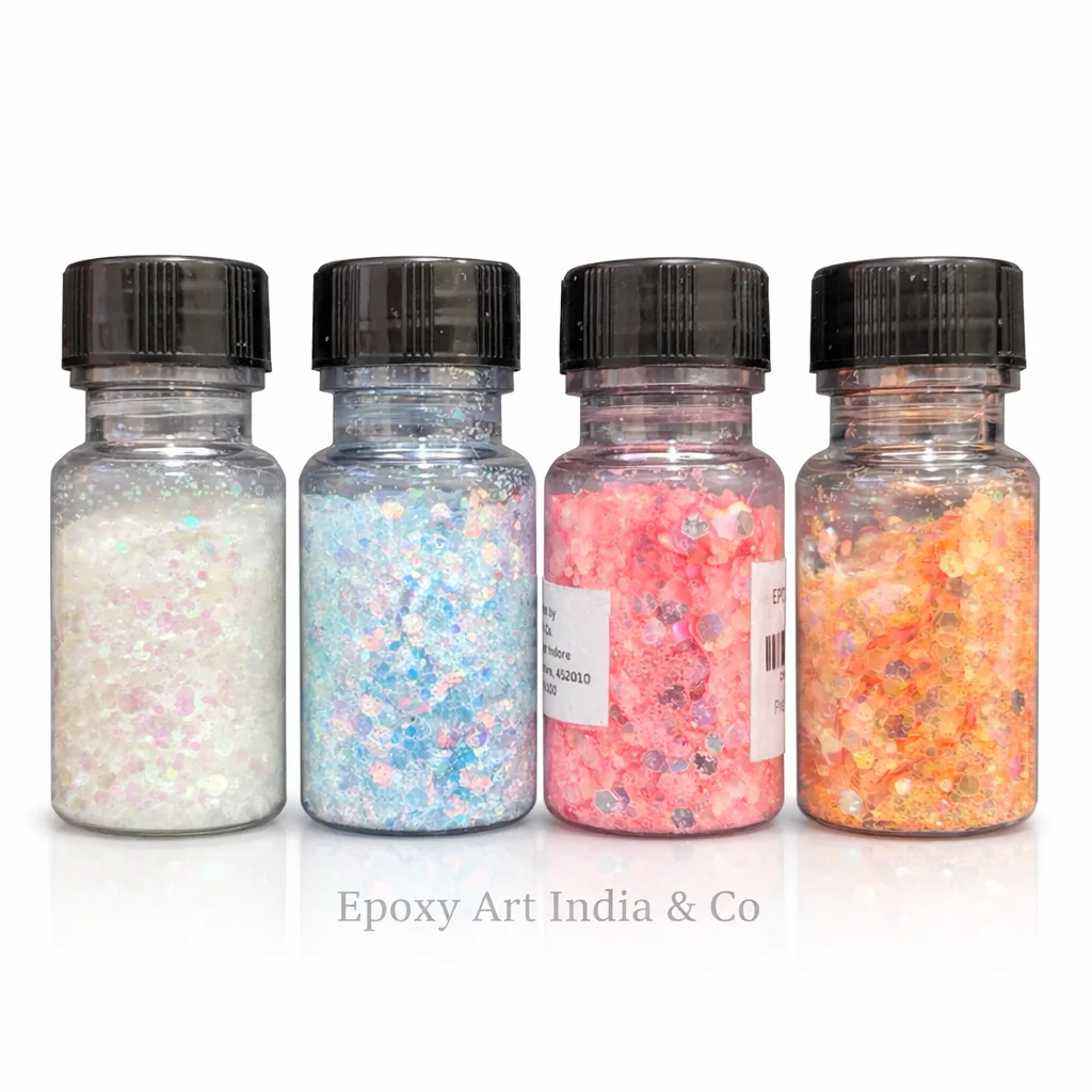 Chunky Glitter Set of 4 (GIC44) – Holographic Mix for Resin Art, Nail Art & DIY Crafts | 10gm Each Chunky Glitter Set of 4 (GIC44) – Holographic Mix for Resin Art, Nail Art & DIY Crafts | 10gm Each