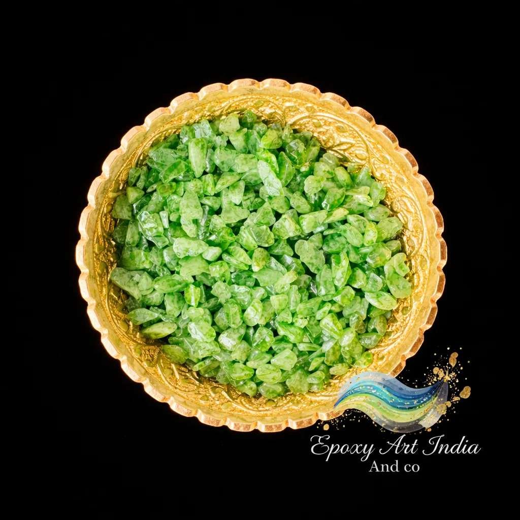 Green Dyed Quartz Stone Chips 100gm for Resin Art | Decorative Crystal Chips for Epoxy Resin Crafts Green Dyed Quartz Stone Chips 100gm for Resin Art | Decorative Crystal Chips for Epoxy Resin Crafts