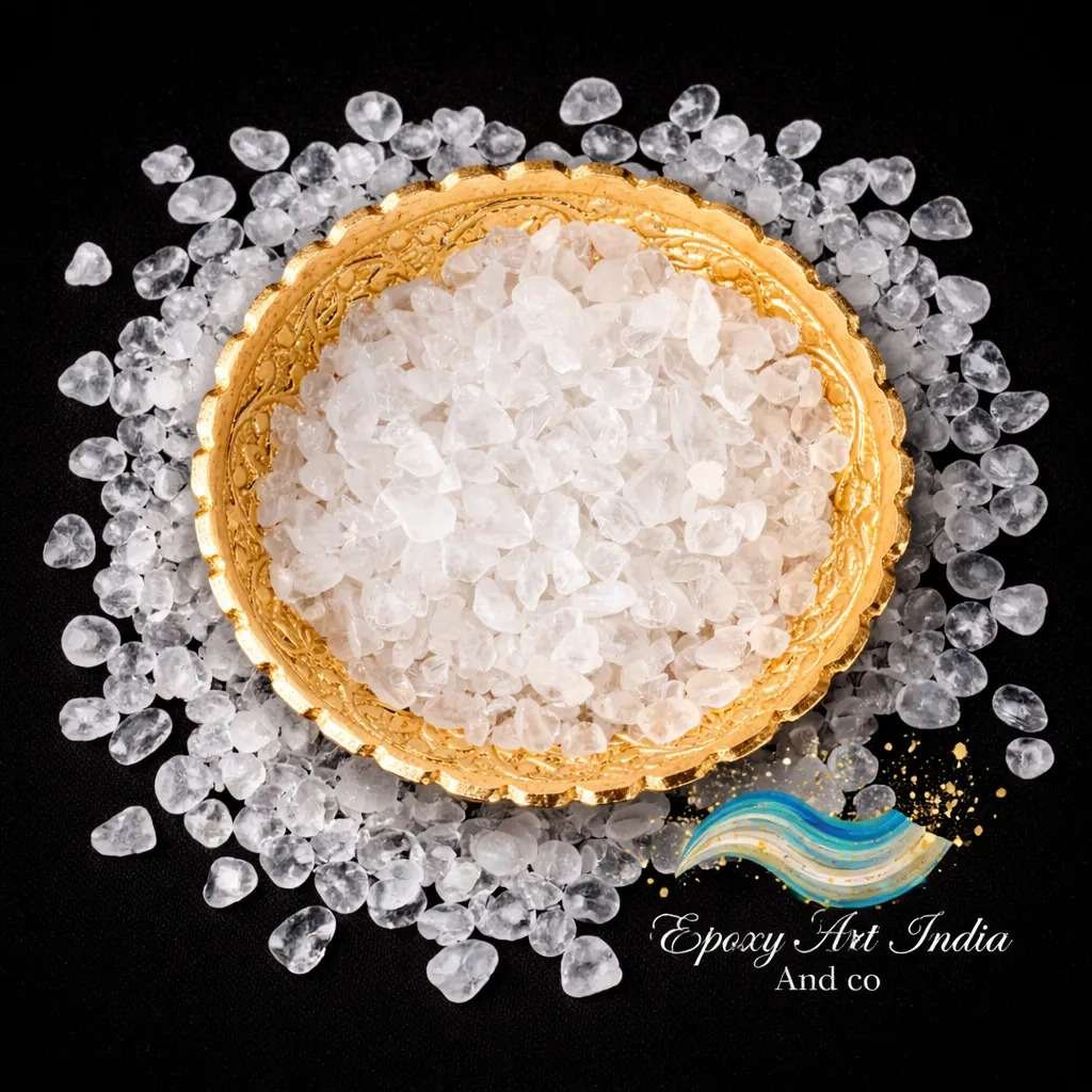 Clear Quartz Crystal Chips 100gm for Resin Art | Natural Decorative Quartz Stones for Epoxy Resin Crafts Clear Quartz Crystal Chips 100gm for Resin Art | Natural Decorative Quartz Stones for Epoxy Resin Crafts