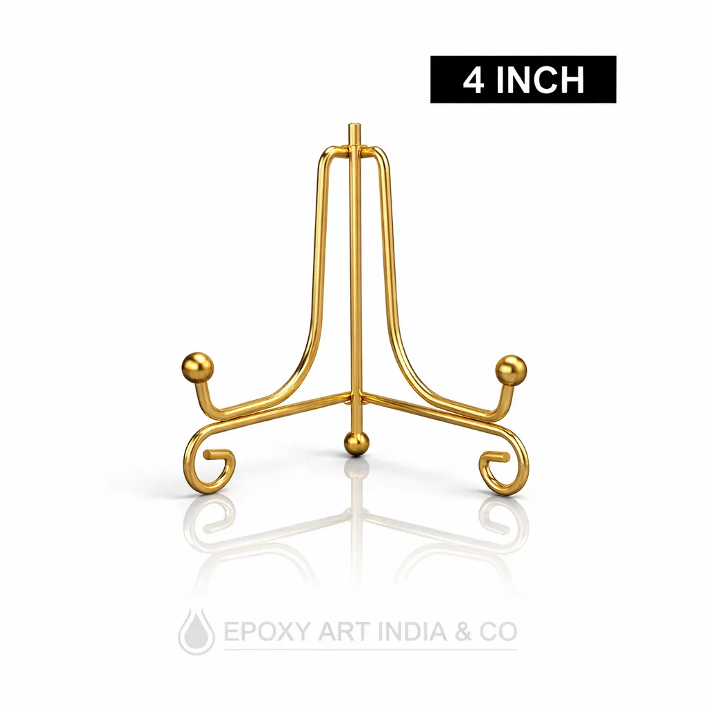 4 Inch Gold Metal Folding Stand for Display | Adjustable Stand for Resin Art Frames, Plates & Crafts 4 Inch Gold Metal Folding Stand for Display | Adjustable Stand for Resin Art Frames, Plates & Crafts