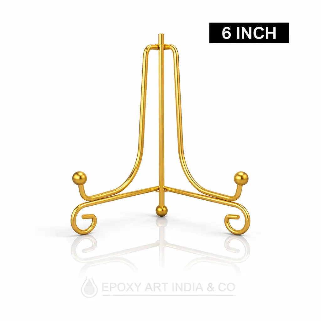 6 Inch Gold Metal Folding Stand for Display | Adjustable Stand for Resin Art Frames, Plates & Crafts 6 Inch Gold Metal Folding Stand for Display | Adjustable Stand for Resin Art Frames, Plates & Crafts