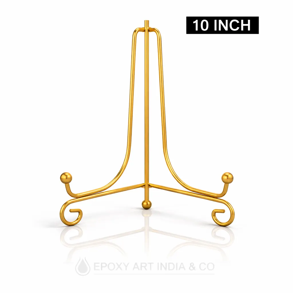 10 Inch Gold Metal Folding Stand for Display | Adjustable Stand for Resin Art Frames, Plates & Crafts 10 Inch Gold Metal Folding Stand for Display | Adjustable Stand for Resin Art Frames, Plates & Crafts