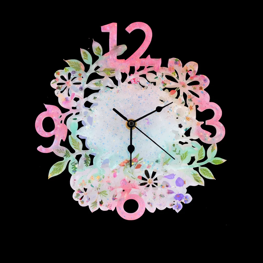 Flower Clock Wall Decoration Silicone Mold for Resin Art Flower Clock Wall Decoration Silicone Mold for Resin Art