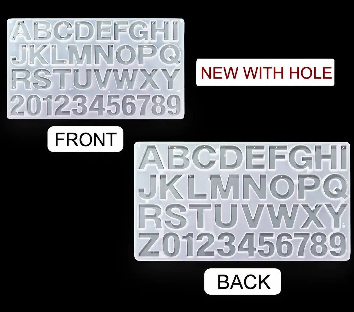 Front Face Alphabet Silicone Mold with Hole – For Resin Art Front Face Alphabet Silicone Mold with Hole – For Resin Art