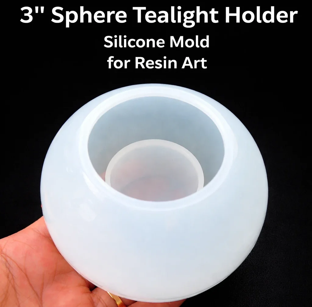 3″ Sphere Tealight Holder Silicone Mold for Resin Art 3″ Sphere Tealight Holder Silicone Mold for Resin Art