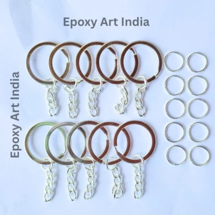 Set of 10 Silver Key Chain Rings for Resin Art