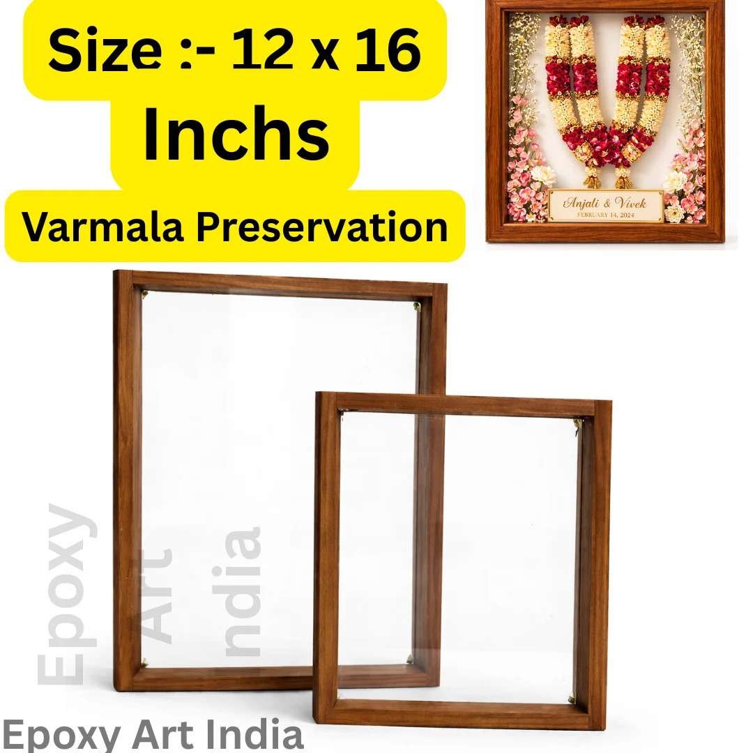 12 x 16 Inch Teak Wood Floating Frame with Acrylic Base for Resin Art | Wooden Floating Varmala Frame 12 x 16 Inch Teak Wood Floating Frame with Acrylic Base for Resin Art | Wooden Floating Varmala Frame