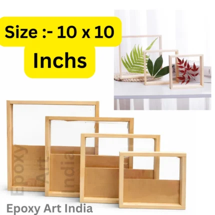 10 x 10 Inch Pine Wood Floating Frame with Acrylic Base for Resin Art | Wooden Floating Varmala Frame