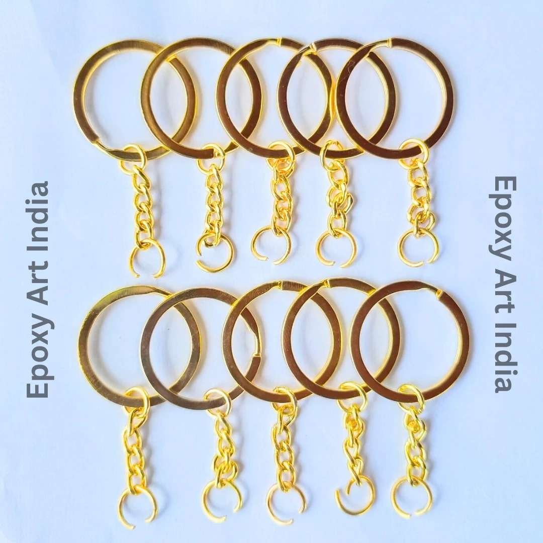Set of 10 Gold Key Chain Rings for Resin Art | Metal Keychain Rings with Chain | DIY Resin Keychain Supplies India Set of 10 Gold Key Chain Rings for Resin Art | Metal Keychain Rings with Chain | DIY Resin Keychain Supplies India