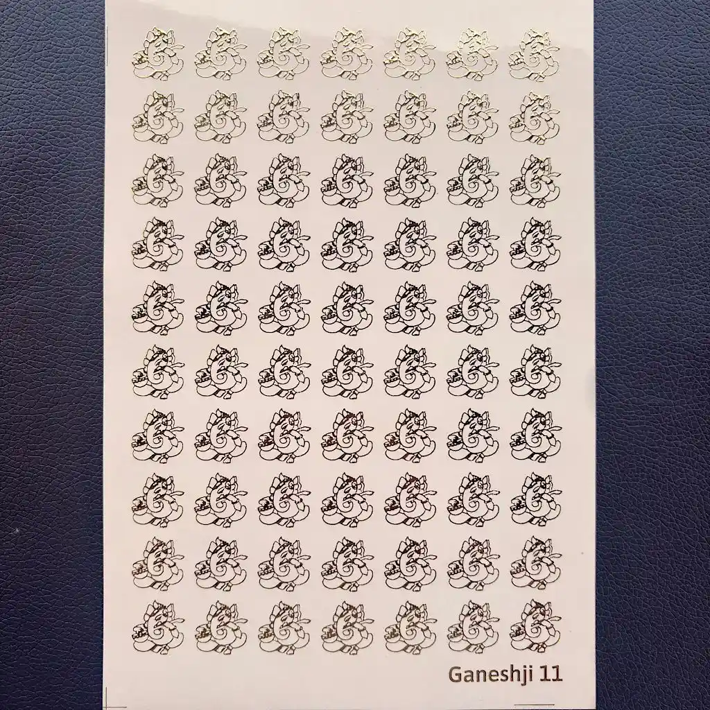 Ganesh Ji Veena Design Embossed Gold Sticker Sheet for Resin Art (Size A5) Ganesh Ji Veena Design Embossed Gold Sticker Sheet for Resin Art (Size A5)
