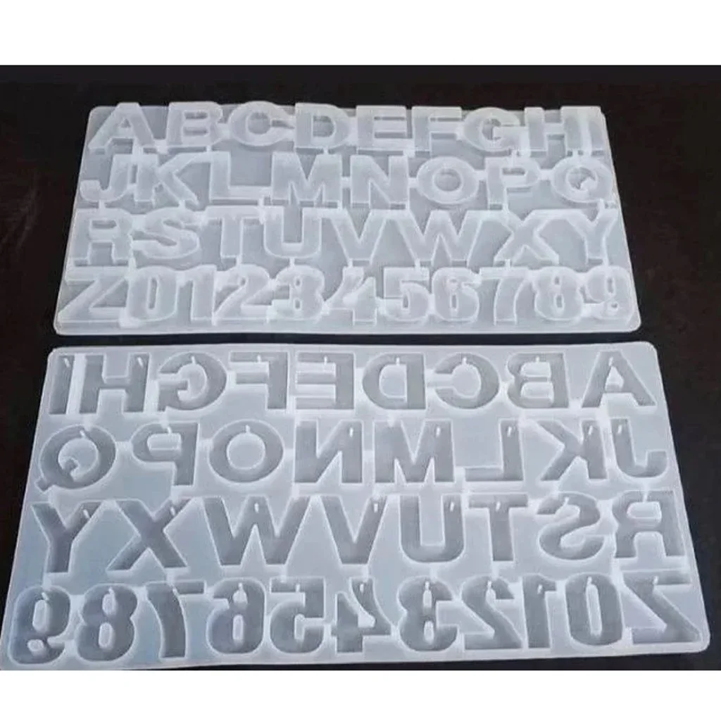 Alphabet Silicone Mold with Keychain Hole – Back Pour for Resin Art Alphabet Silicone Mold with Keychain Hole – Back Pour for Resin Art