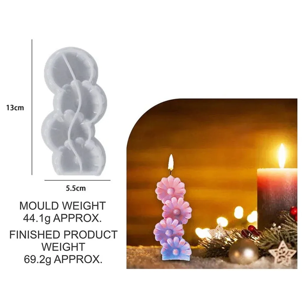 4 Daisy Flower Candle Mould – DIY Floral Candle Silicone Mould 4 Daisy Flower Candle Mould – DIY Floral Candle Silicone Mould