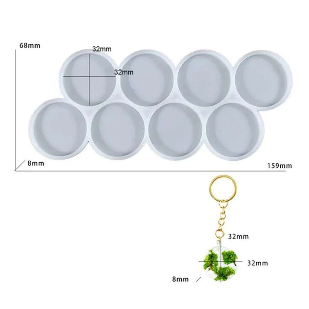 8 Cavity Round Keychain & Pendant Mould | Silicone Resin Mold for Keychains, Jewelry & DIY Crafts 8 Cavity Round Keychain & Pendant Mould | Silicone Resin Mold for Keychains, Jewelry & DIY Crafts