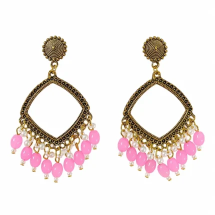Oval Shape Jhumka with Small Golden Beads for Resin Art
