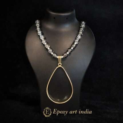 Natural Gray Glass Beads Drop Shape Pendant Bezel for Resin Art