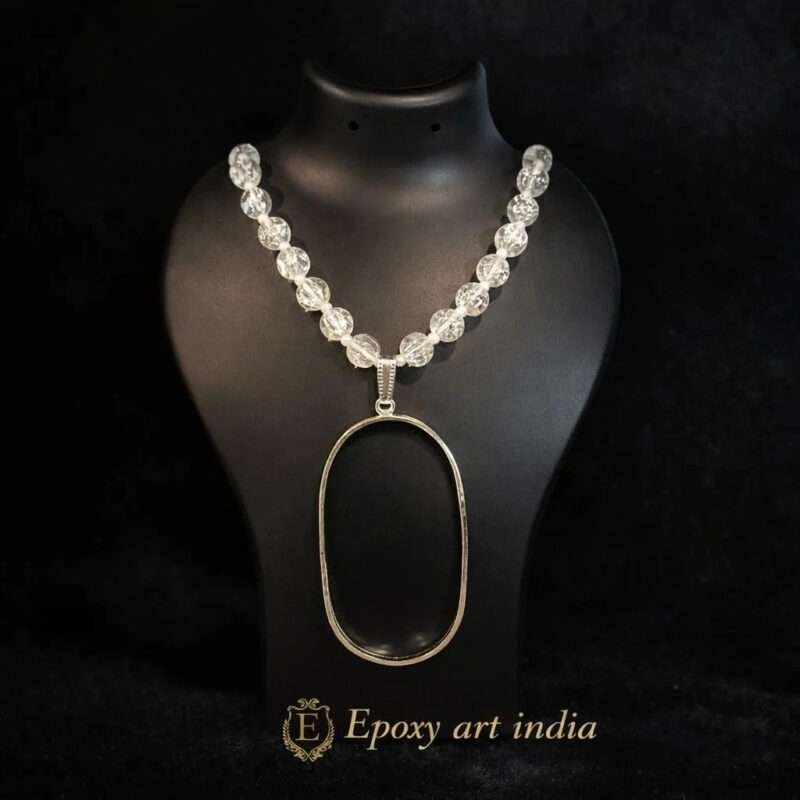 Natural Glass Beads Oval Shape Pendant Bezel for Resin Art