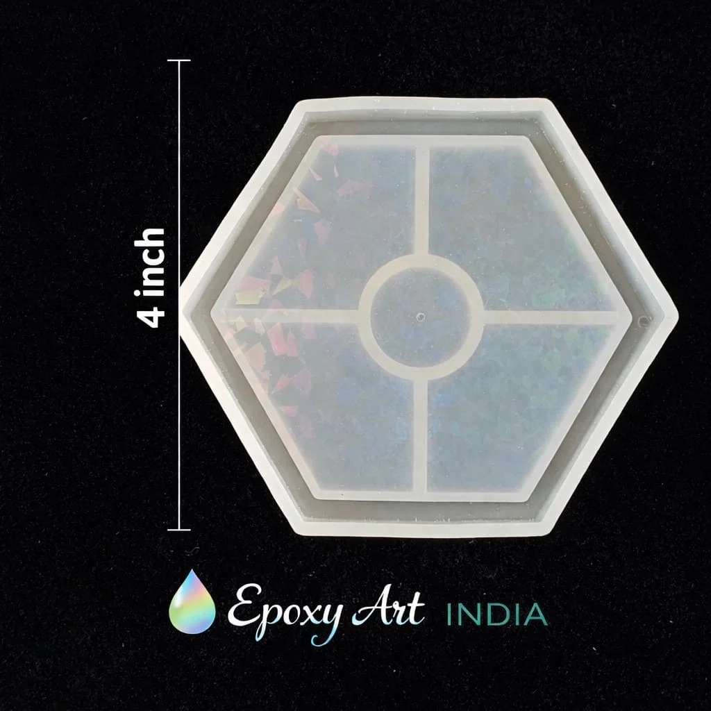 Holographic Hexagon Resin Trinket & Coaster Silicone Mould Holographic Hexagon Resin Trinket & Coaster Silicone Mould