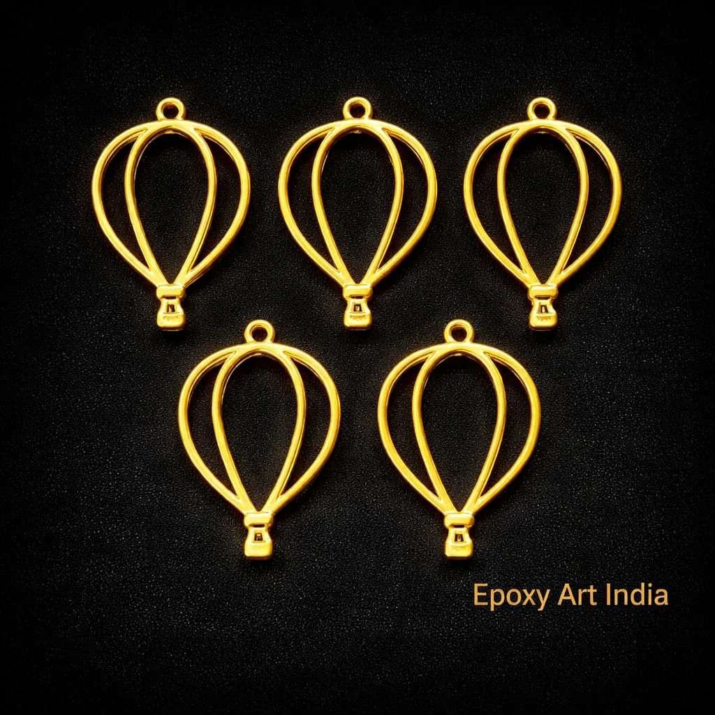 Gold Air Balloon Bezels Set of 5 for Resin Art, DIY Jewelry Making Frames Gold Air Balloon Bezels Set of 5 for Resin Art, DIY Jewelry Making Frames