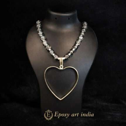Natural Gray Glass Beads Heart Shape Pendant Bezel for Resin Art