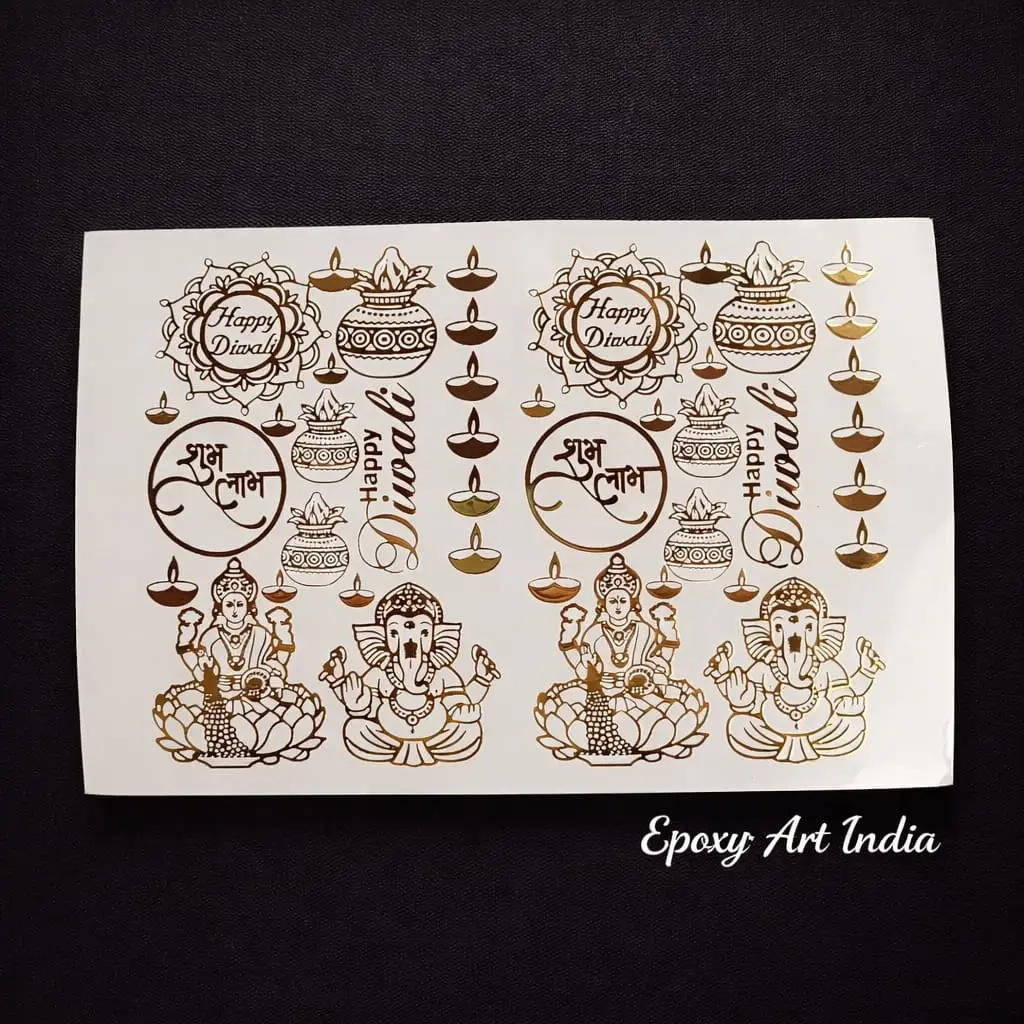 Diwali Special Embossed Gold Stickers for Resin Art Diwali Special Embossed Gold Stickers for Resin Art