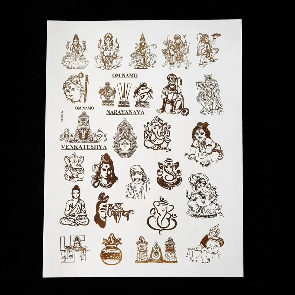 Mix God Embossed Gold Sticker Sheet – A4 for Resin Art & Spiritual Crafts Mix God Embossed Gold Sticker Sheet – A4 for Resin Art & Spiritual Crafts