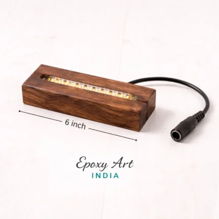 6 Inch Teak Wooden LED Base for Resin Art | Epoxy Lamp Light Base | LED Display Stand