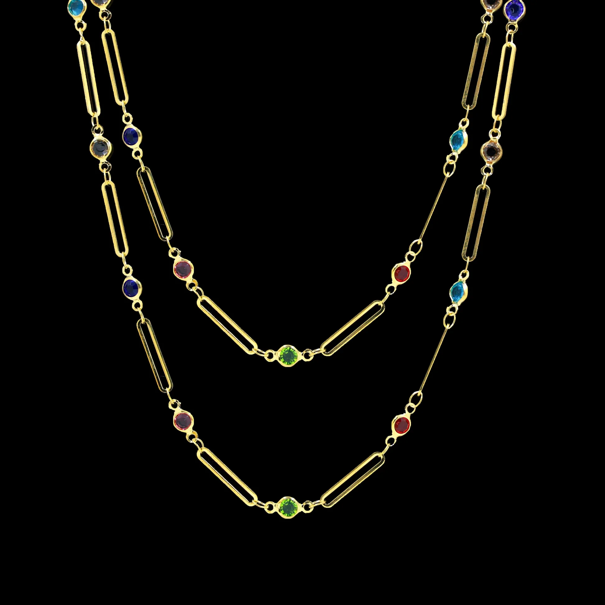Colorful Crystal Gold Link Necklace | Stylish Modern Jewelry for Women | Resin Art Pendant Chain Colorful Crystal Gold Link Necklace | Stylish Modern Jewelry for Women | Resin Art Pendant Chain