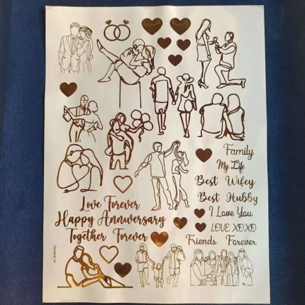 Love Forever Family Gold Embossed Sticker Sheet | Foil Stickers for Resin Art