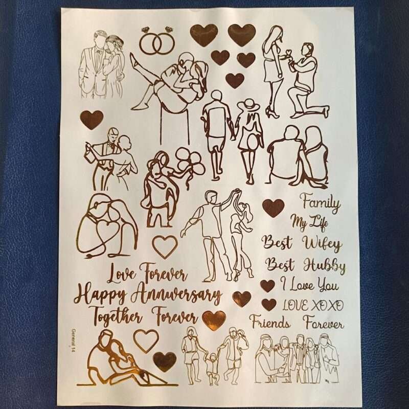 Love Forever Family Gold Embossed Sticker Sheet | Foil Stickers for Resin Art