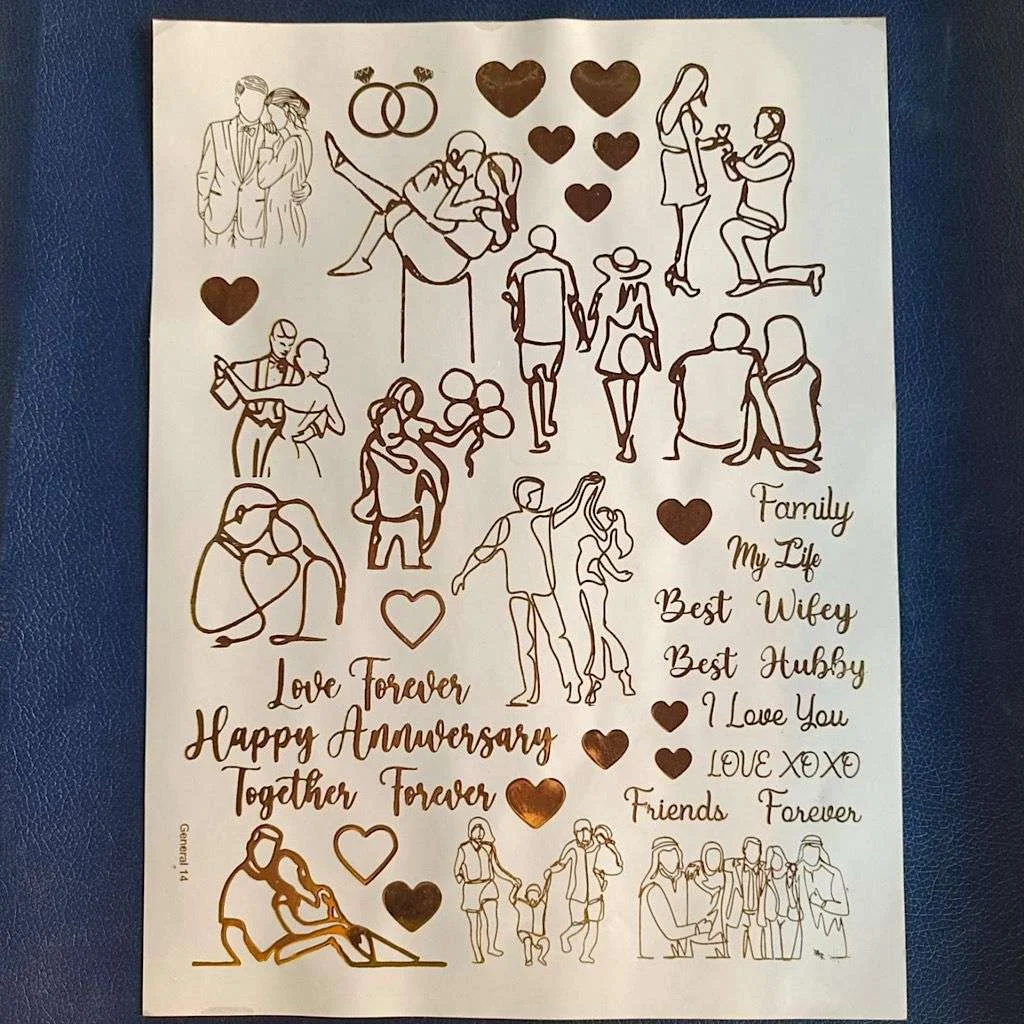 Love Forever Family Gold Embossed Sticker Sheet | Foil Stickers for Resin Art Love Forever Family Gold Embossed Sticker Sheet | Foil Stickers for Resin Art