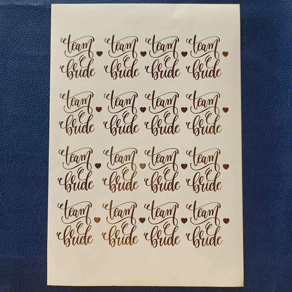 Bride Gold Embossed Sticker Sheet | Wedding & Bridal Foil Stickers for Resin Art Bride Gold Embossed Sticker Sheet | Wedding & Bridal Foil Stickers for Resin Art