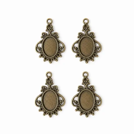 Antique Bronze Oval Pendant Tray Charms for Resin Art