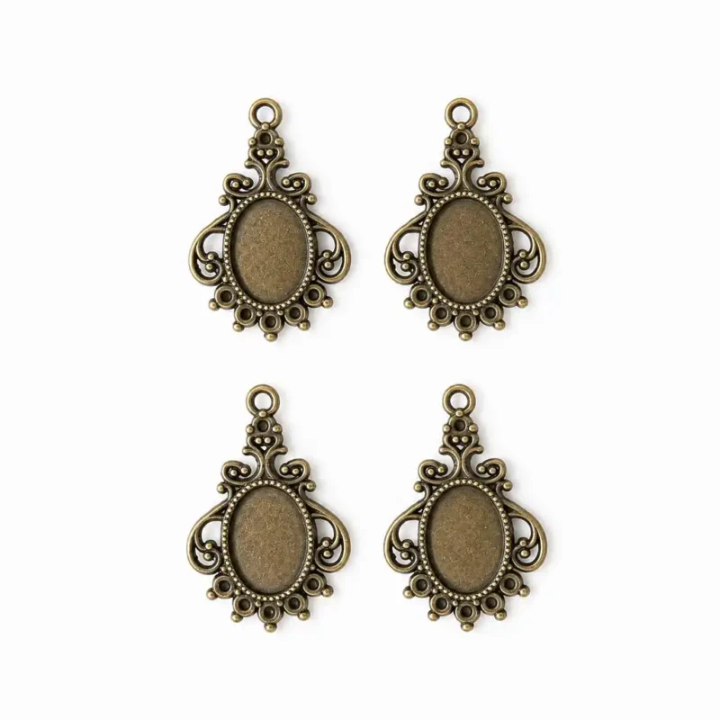 Antique Bronze Oval Pendant Tray Charms for Resin Art