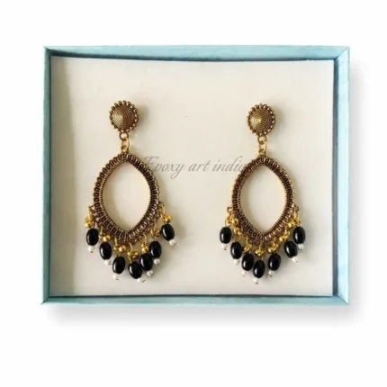 Golden Eye Shape Jhumka with Black Beaded for Resin Art