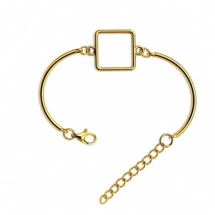 Square Shape Golden Bracelet Bezel for Resin Art