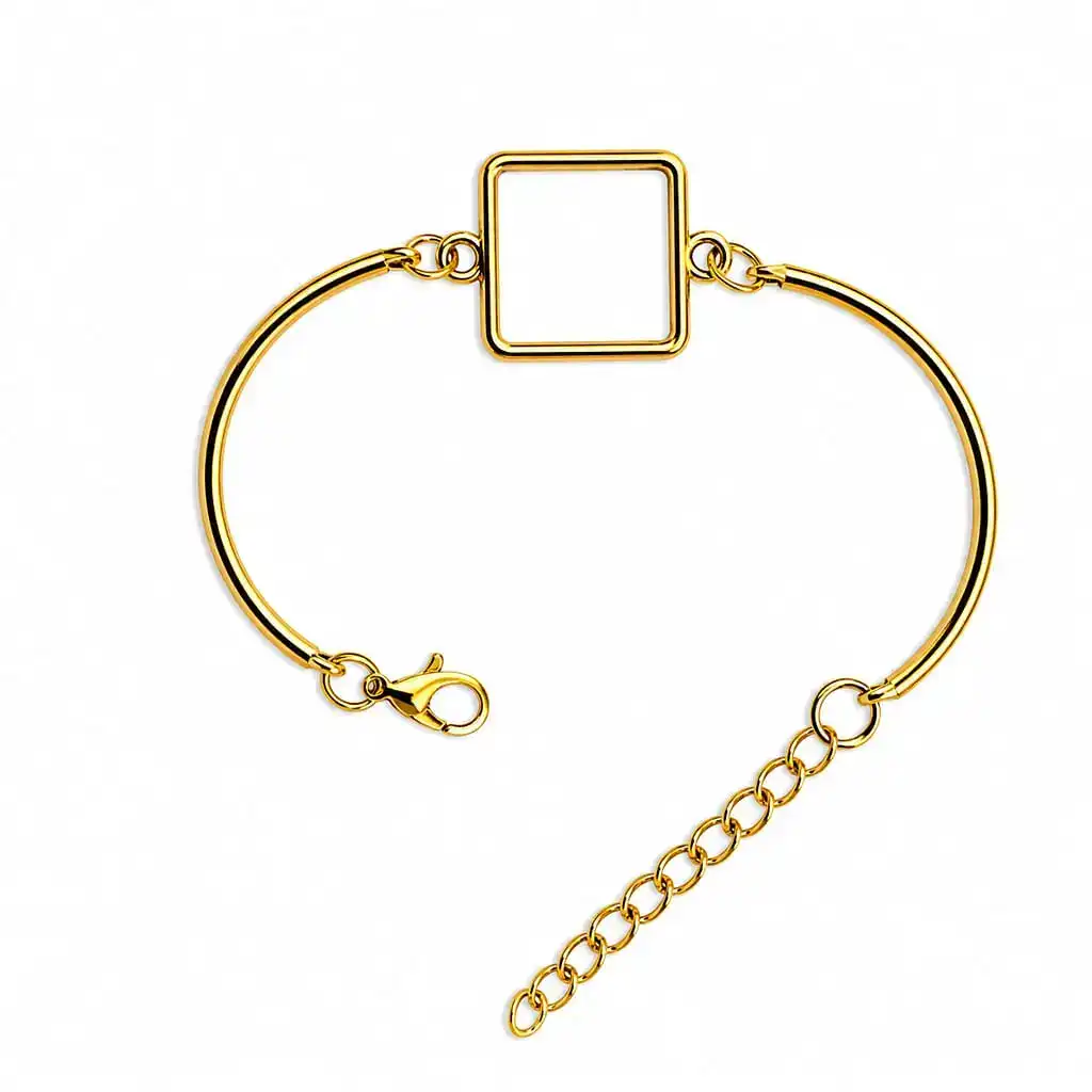 Square Shape Golden Bracelet Bezel for Resin Art Square Shape Golden Bracelet Bezel for Resin Art