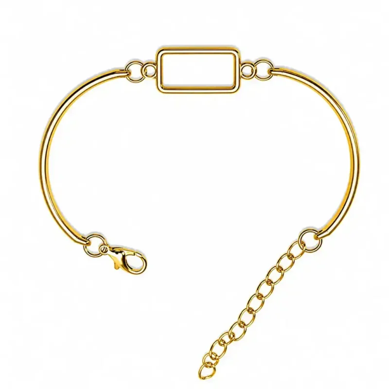 Rectangle Shape Golden Bracelet Bezel for Resin Art