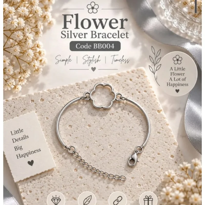 Silver Flower Bracelet for Resin Art