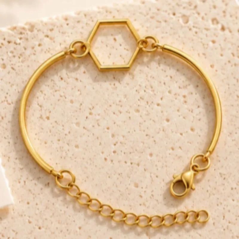 Golden Hexagon Bracelet Bezel for Resin Art