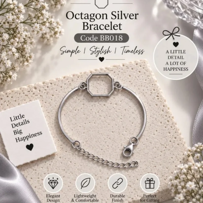 Silver Octagonal Bracelet Bezel for Resin Art