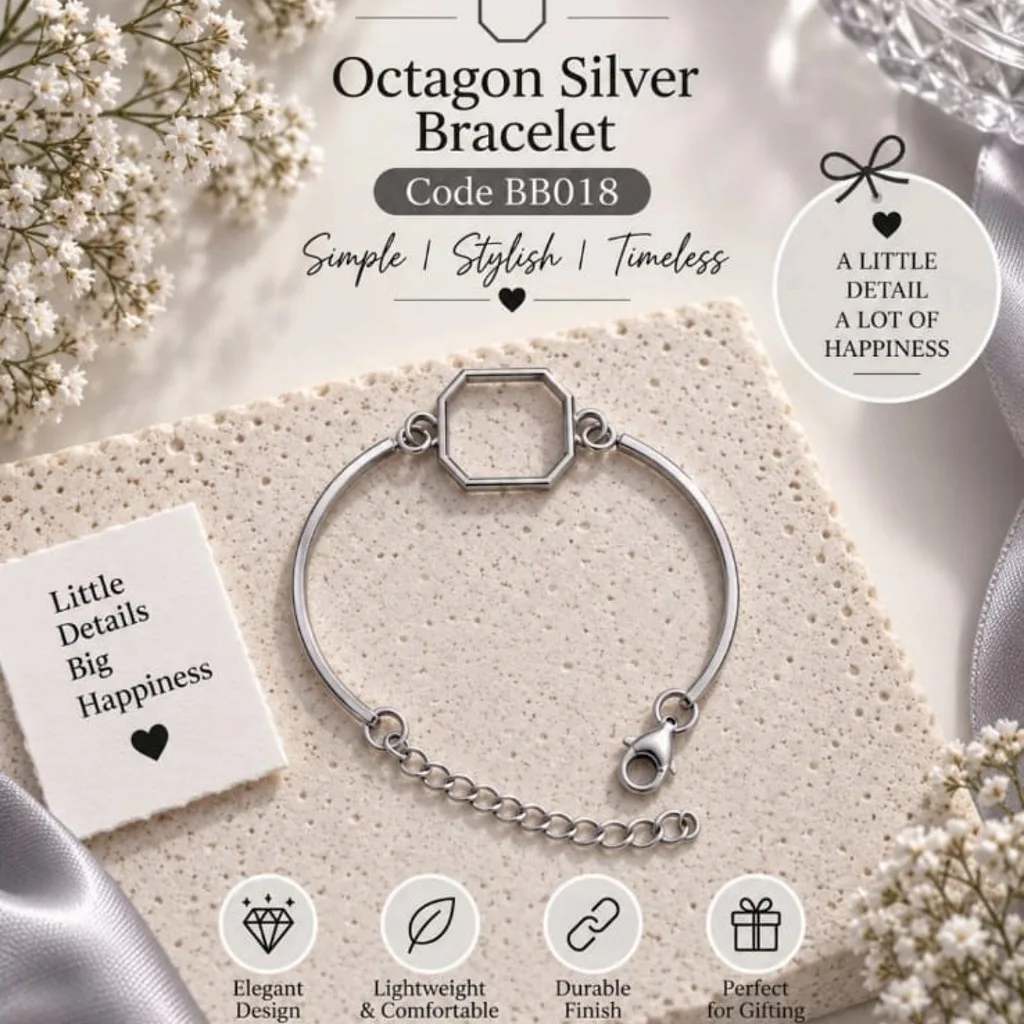 Silver Octagonal Bracelet Bezel for Resin Art Silver Octagonal Bracelet Bezel for Resin Art